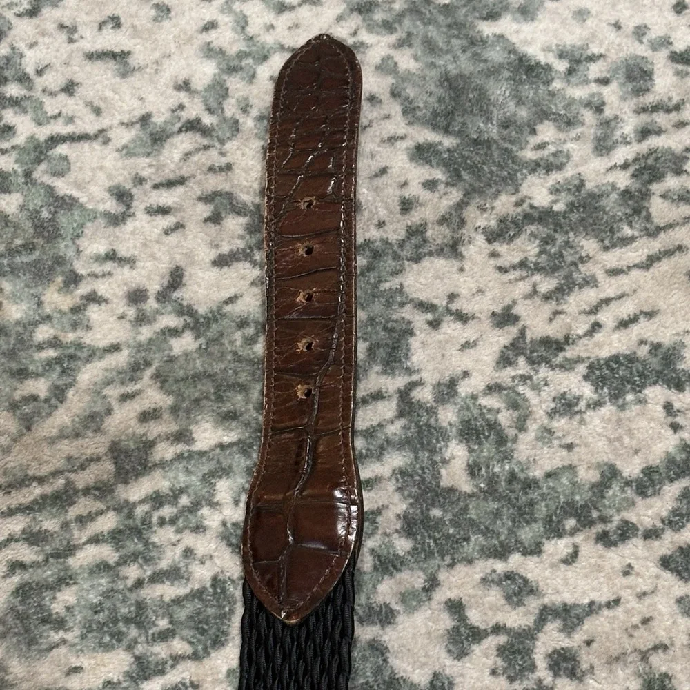 Vintage Crookhorn Belt Brown Croc Woven Black USA Size 40